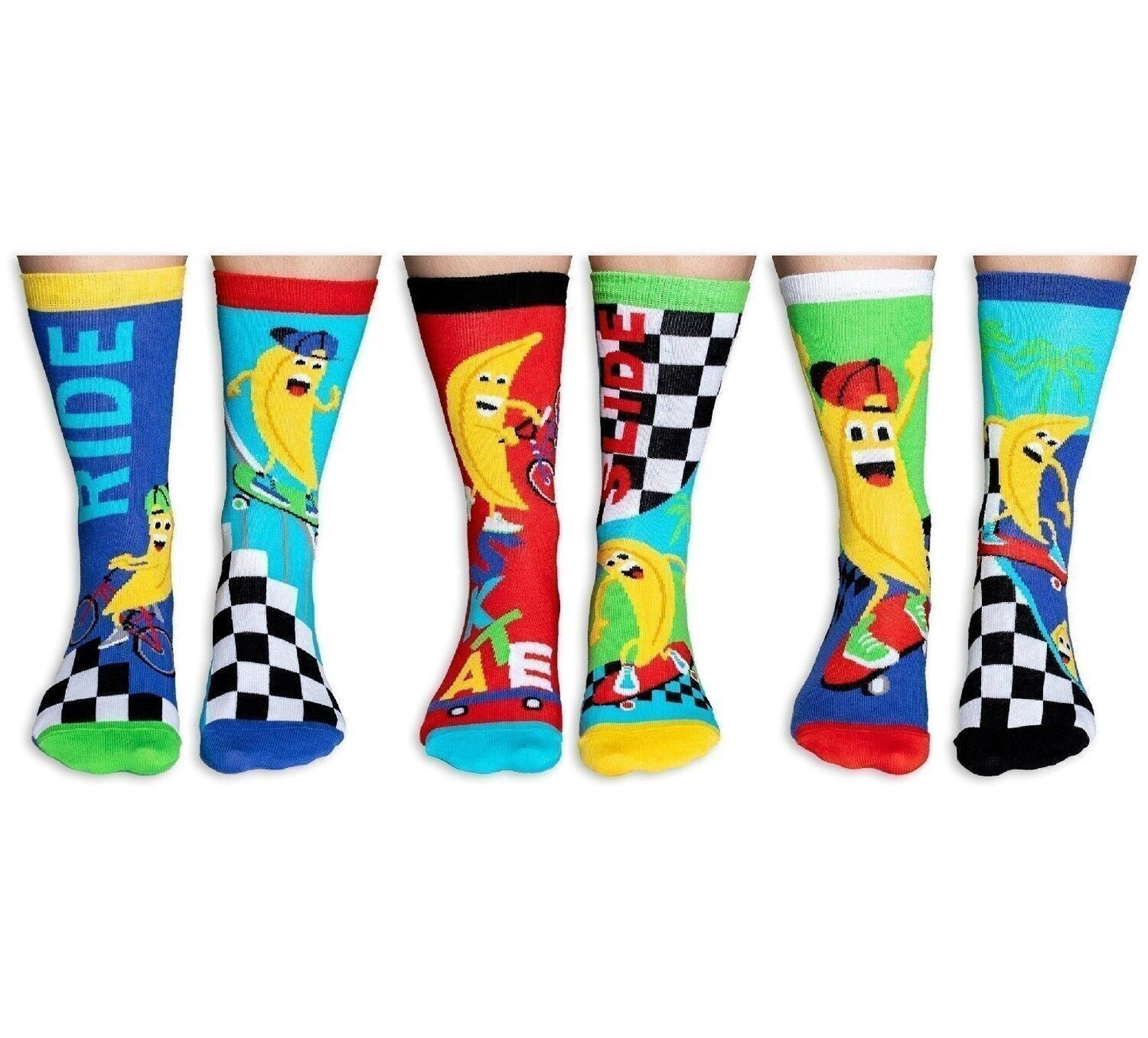 ROULEZ ET GLISSEZ | Coffret cadeau 6 chaussettes impairs pour enfants EUR : 30½-38½ United Oddsocks