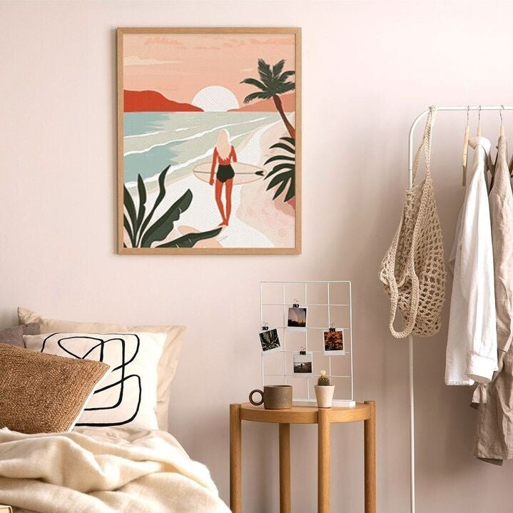 Broderie Diamant – Plage au coucher du soleil 40x50cm sur châssis Figured'art