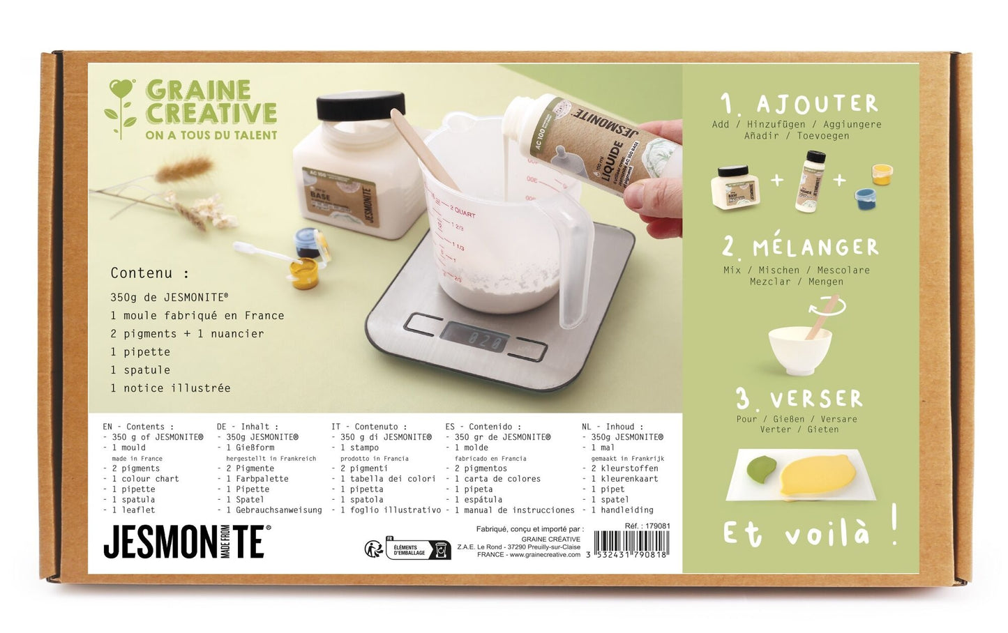 KIT GRAINE CREATIVE JESMONITE VIDE POCHES CITRON GRAINE CREATIVE