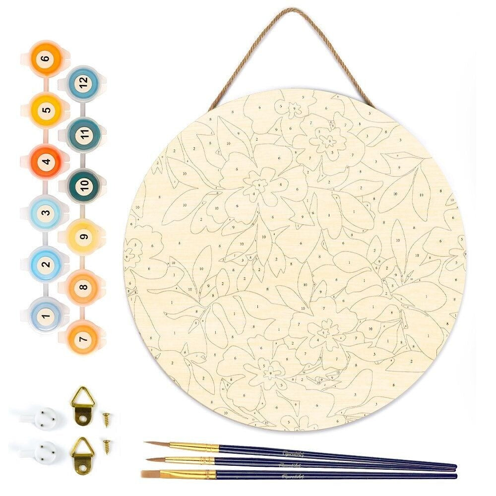 Peinture par Numéro sur Disque en bois - Motif floral Figured'art