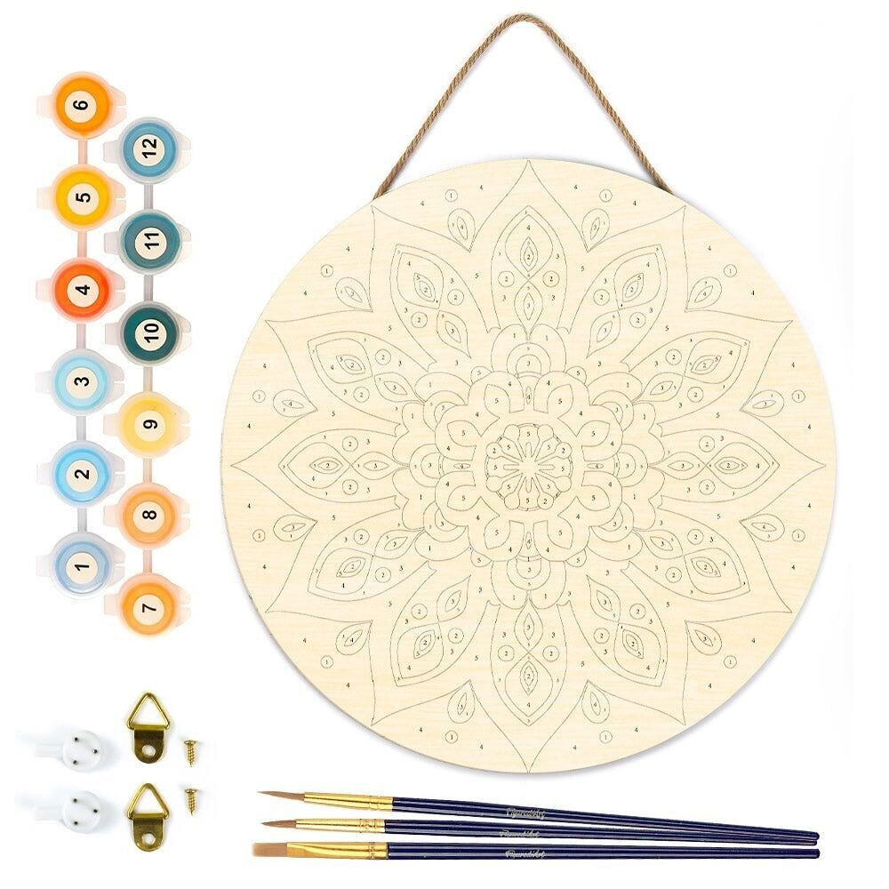 Peinture par Numéro sur Disque en bois - Mandala ensoleillé Figured'art