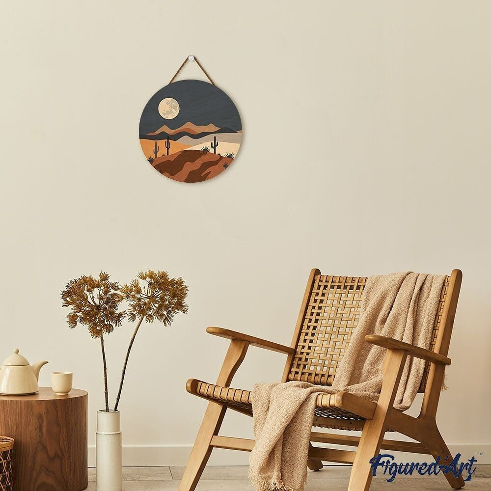 Peinture par Numéro sur Disque en bois - Clair de lune désertique Figured'art