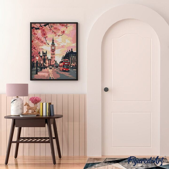 Broderie Diamant – Londres en fleurs | Kit complet 40x50 cm avec diamants carrés Figured'art