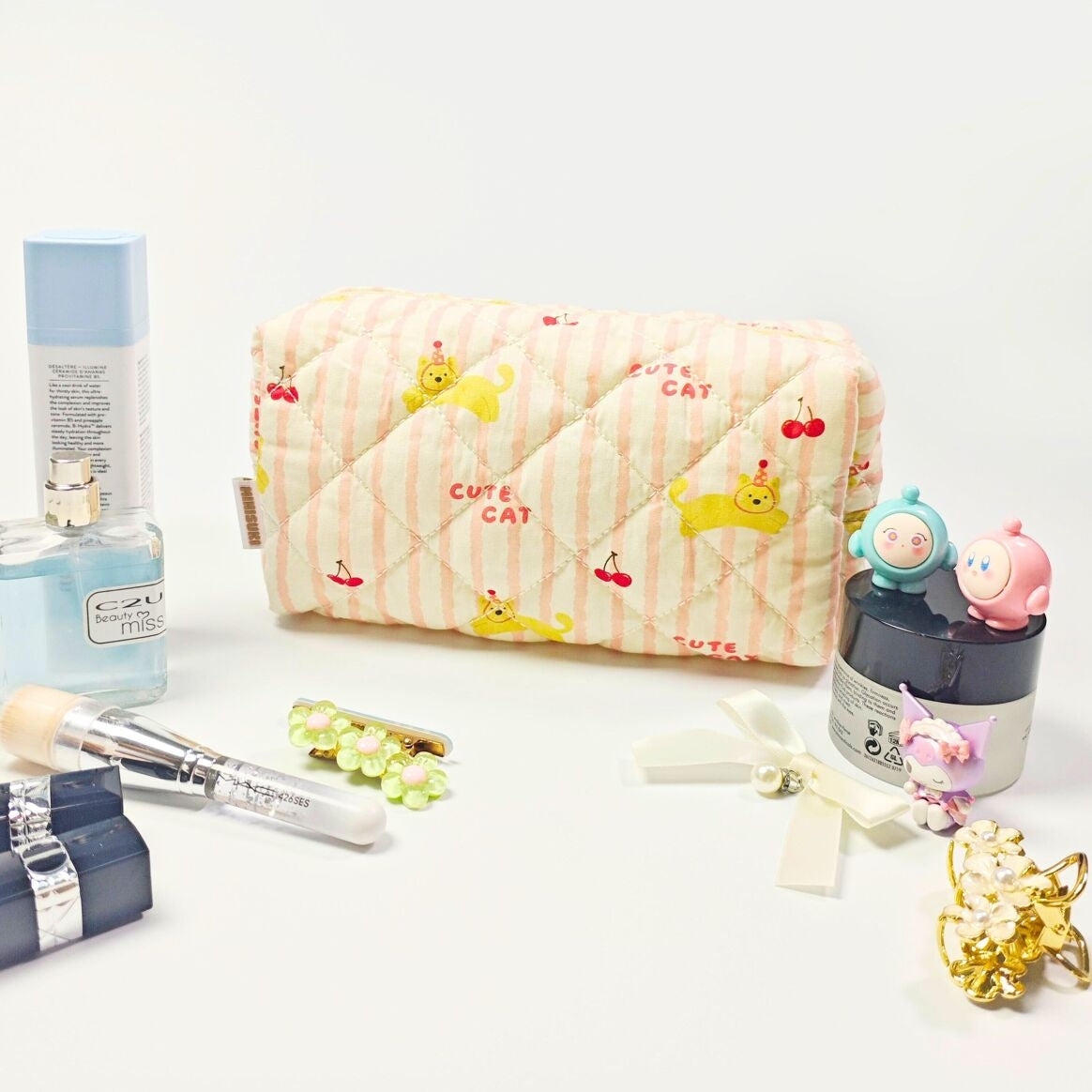 Coffret Kawaï Miaous & Cerisettes – Sac & Trousse Chat Idée Cadeau MINISUKI