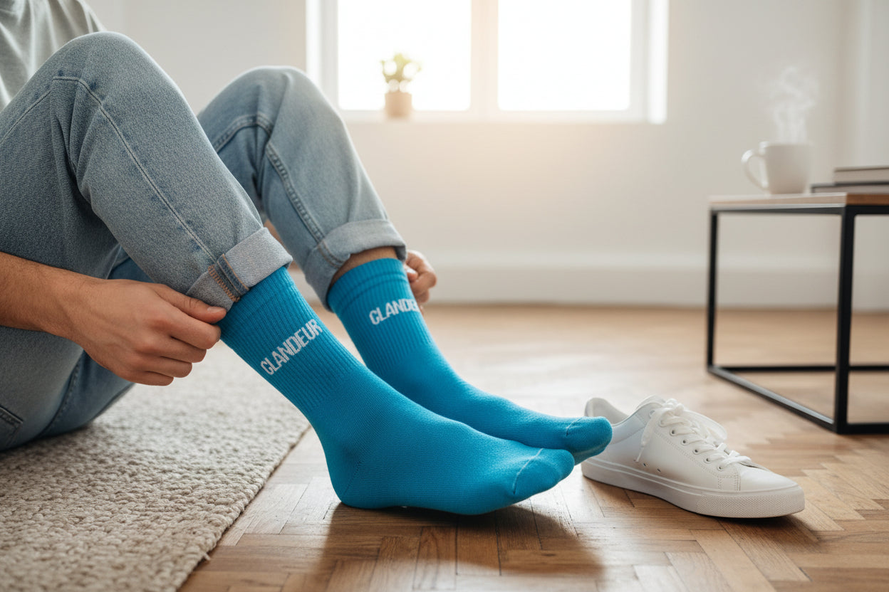 chaussettes homme humour portées avec baskets style décontracté
📷 Photo 4 – Box 3 paires