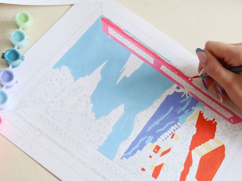 Kit peinture au numéro avec pinceaux et peintures inclus