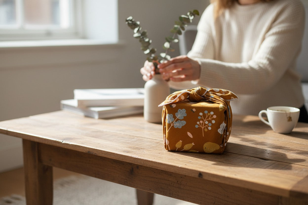 Furoshiki Automne en coton – Emballage cadeau zéro déchet (4 tailles) Machatatelier