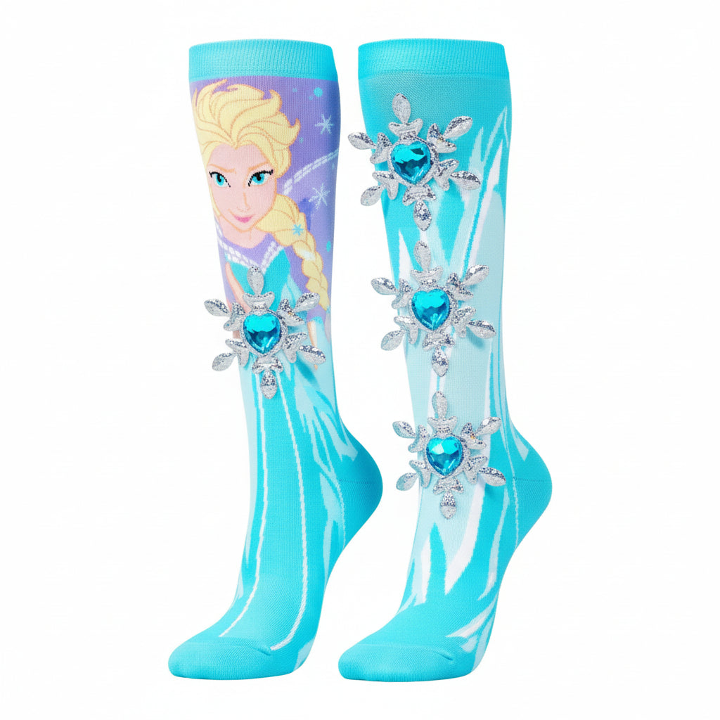 Chaussettes fantaisie MADMIA Disney Frozen – Elsa – gems brillants & flocons 3D MADMIA