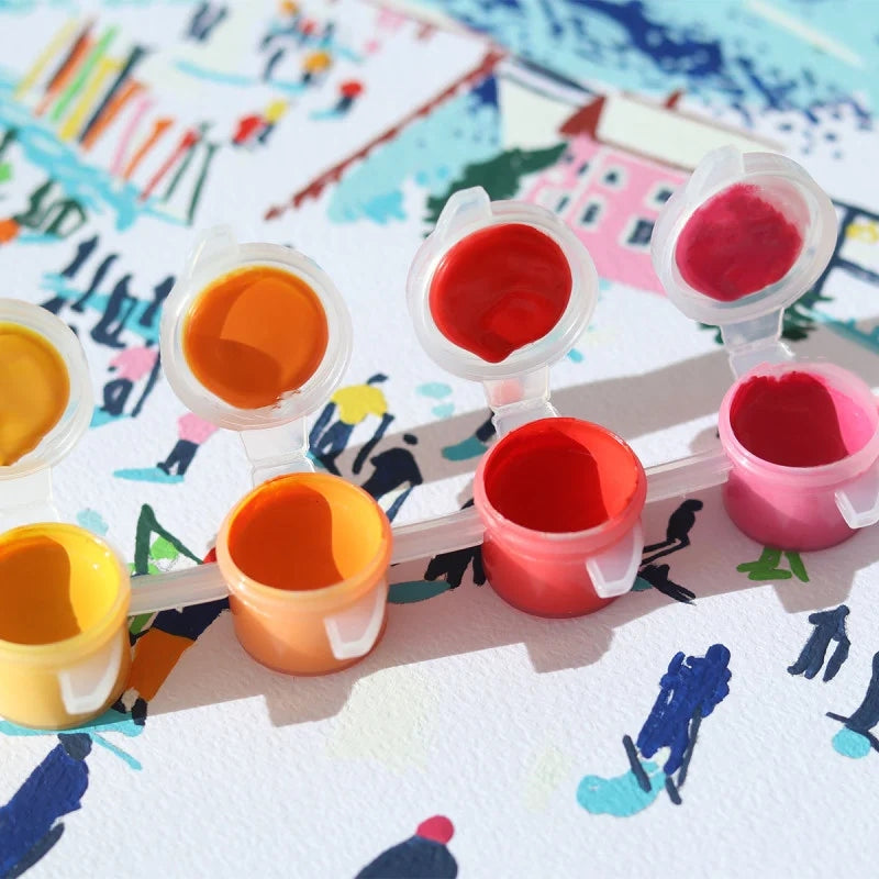 Peinture au Numéro Skiing Among Mountains – Katie Smith | Coffret Petit Pinceau LA PETITE EPICERIE