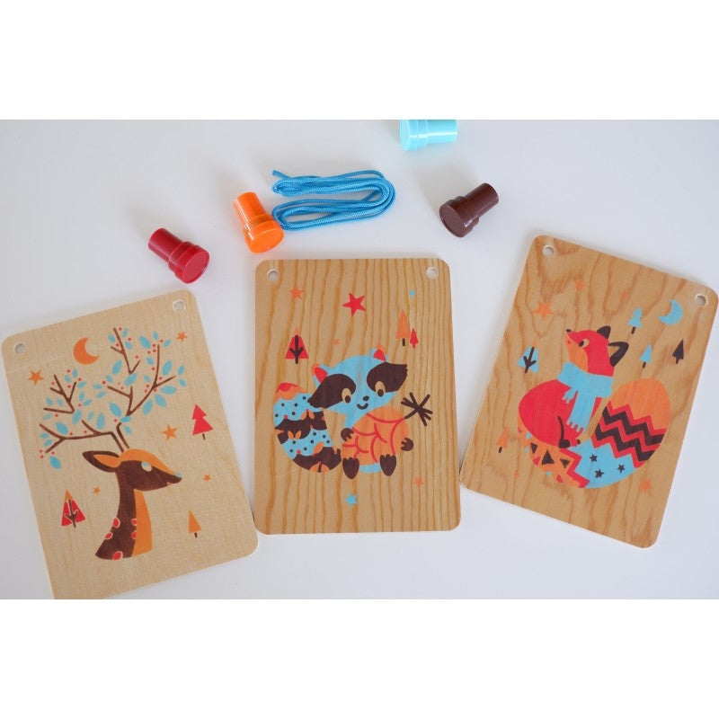 Tampographie bois animaux forêt – Coffret créatif enfant 5 ans+ Créa lign