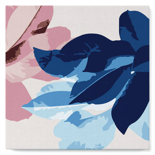Mini Peinture par Numéros - Kit DIY 20x20cm avec cadre Ambiance bleutée de Fleurs