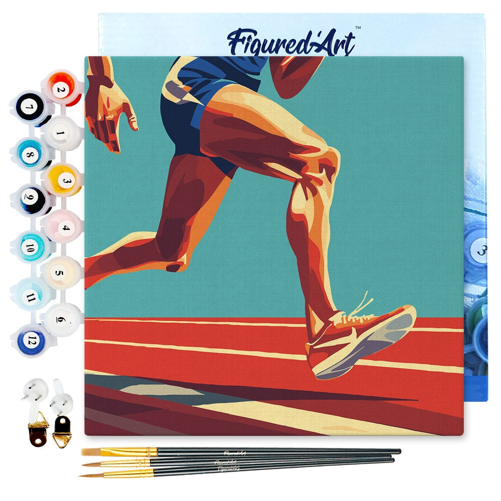 Mini Peinture par Numéros 20x20cm avec cadre Affiche sportive Athlétisme Figured'art