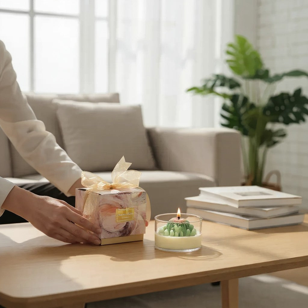 Bougie Cactus “Jardin Secret” 🌵✨ – Terrarium parfumé Après la Pluie MINISUKI