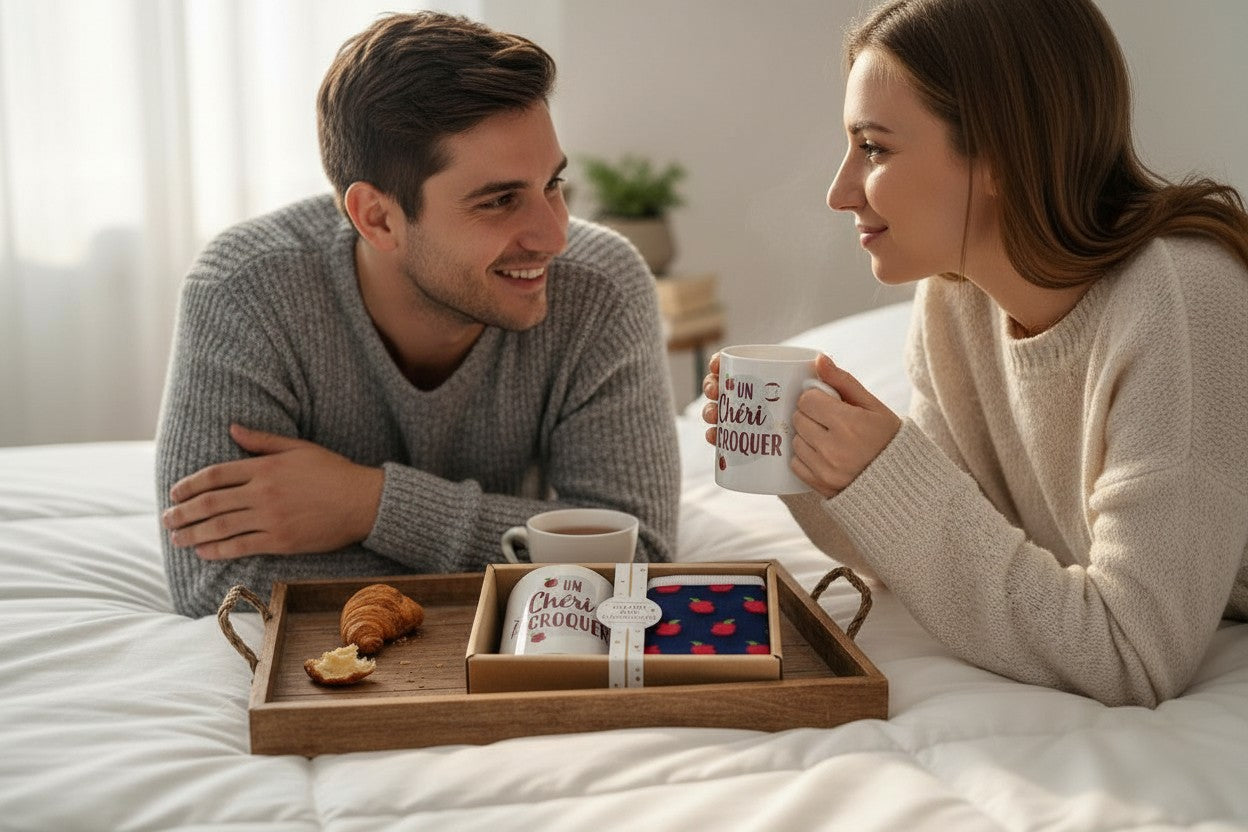 Coffret Cadeau Mug et Chaussettes – Un Chéri à Croquer | Idée Cadeau Couple JOY!