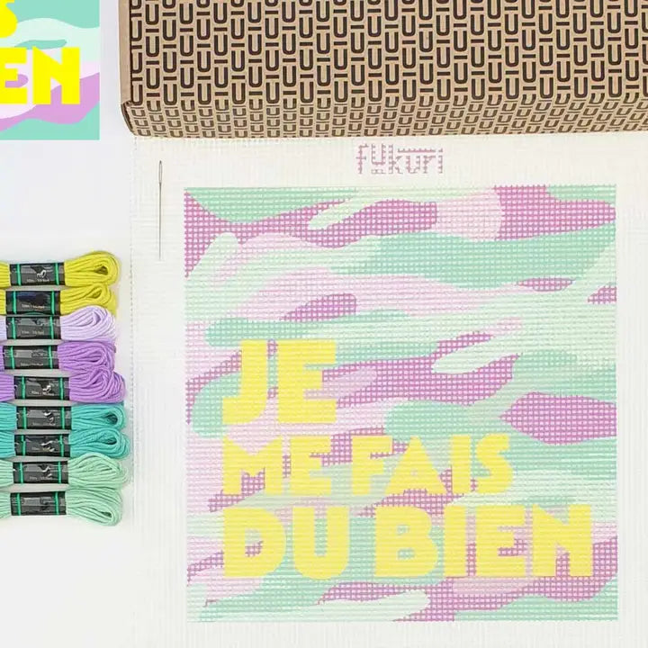 Kit Canevas - DIY - JE ME FAIS DU BIEN - Carré Fukuri