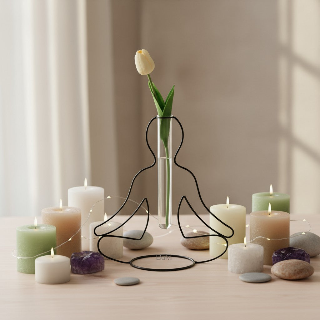 Vase Yoga Silhouette Noir – Balvi | Métal & Verre | Design Zen et Élégant Balvi