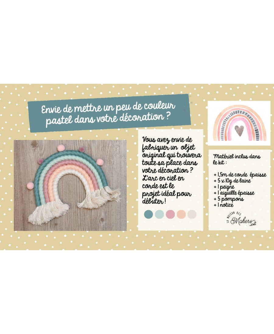 Je fabrique mon arc en ciel en corde - Coloris pastel La Maison des Makers