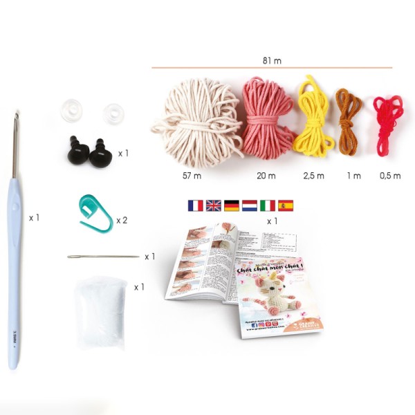 Kit Crochet Amigurumi Chat Licorne – Graine Créative | Peluche kawaii 15 cm GRAINE CREATIVE