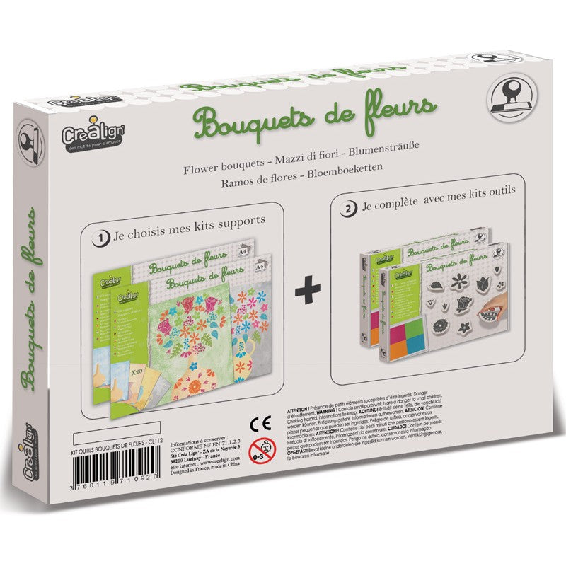 Kit bouquets de fleurs avec feuilles et tampons Créa lign