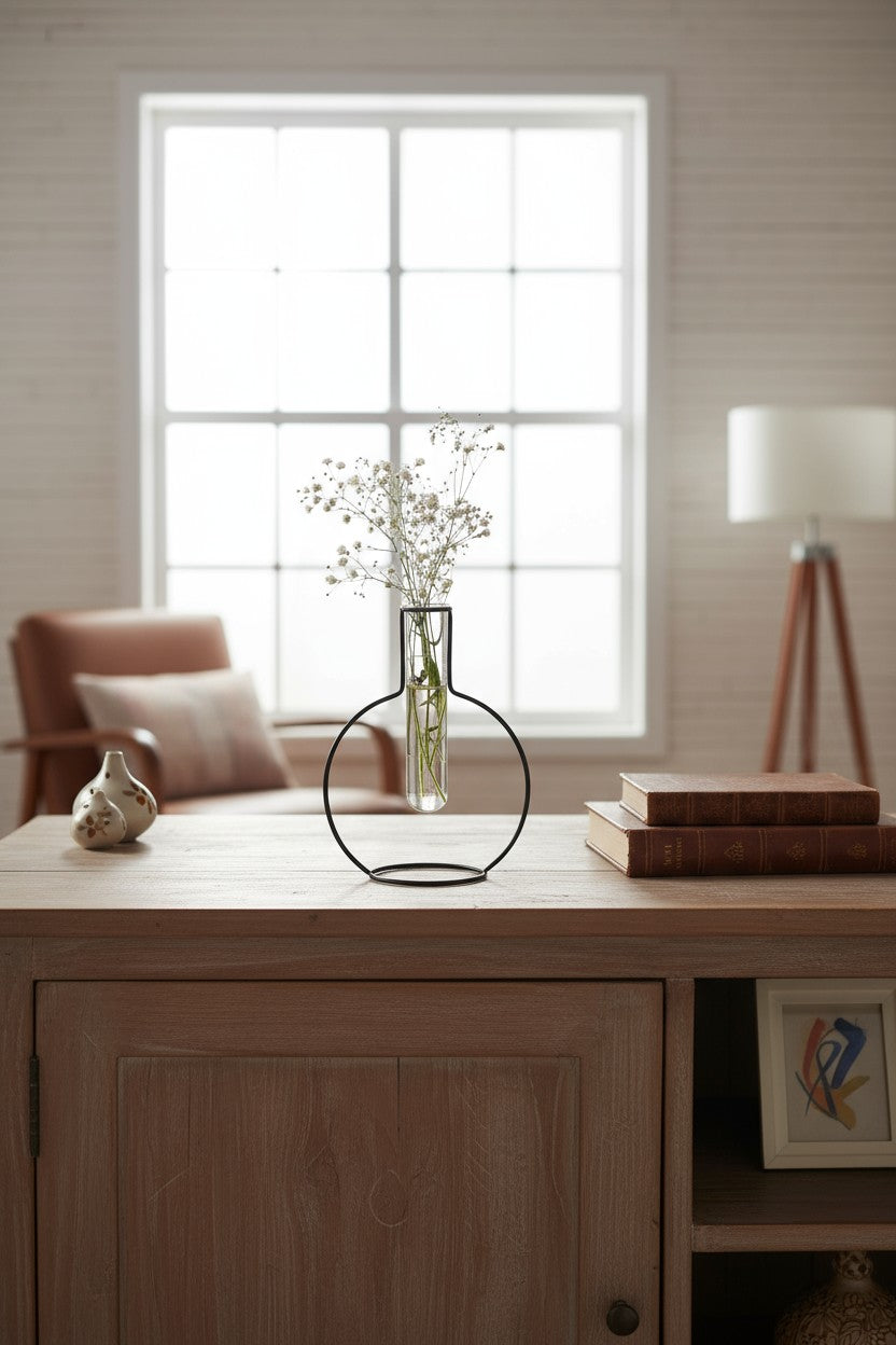 Vase Silhouette Ronde Noir – Balvi Métal & Verre Design Moderne 19 cm Balvi