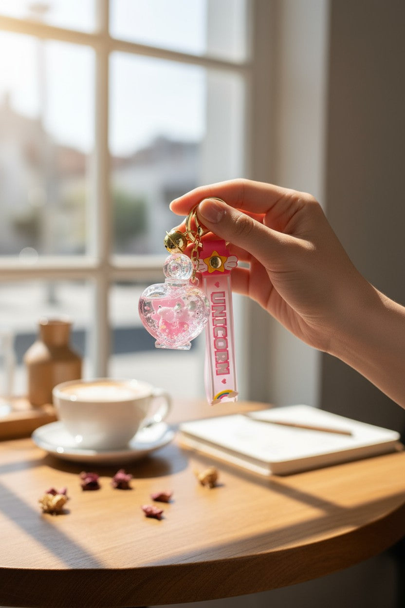 Porte-Clés Donut Flottant Kawaii Flacon de Parfum forme de cœur Mignon MINISUKI