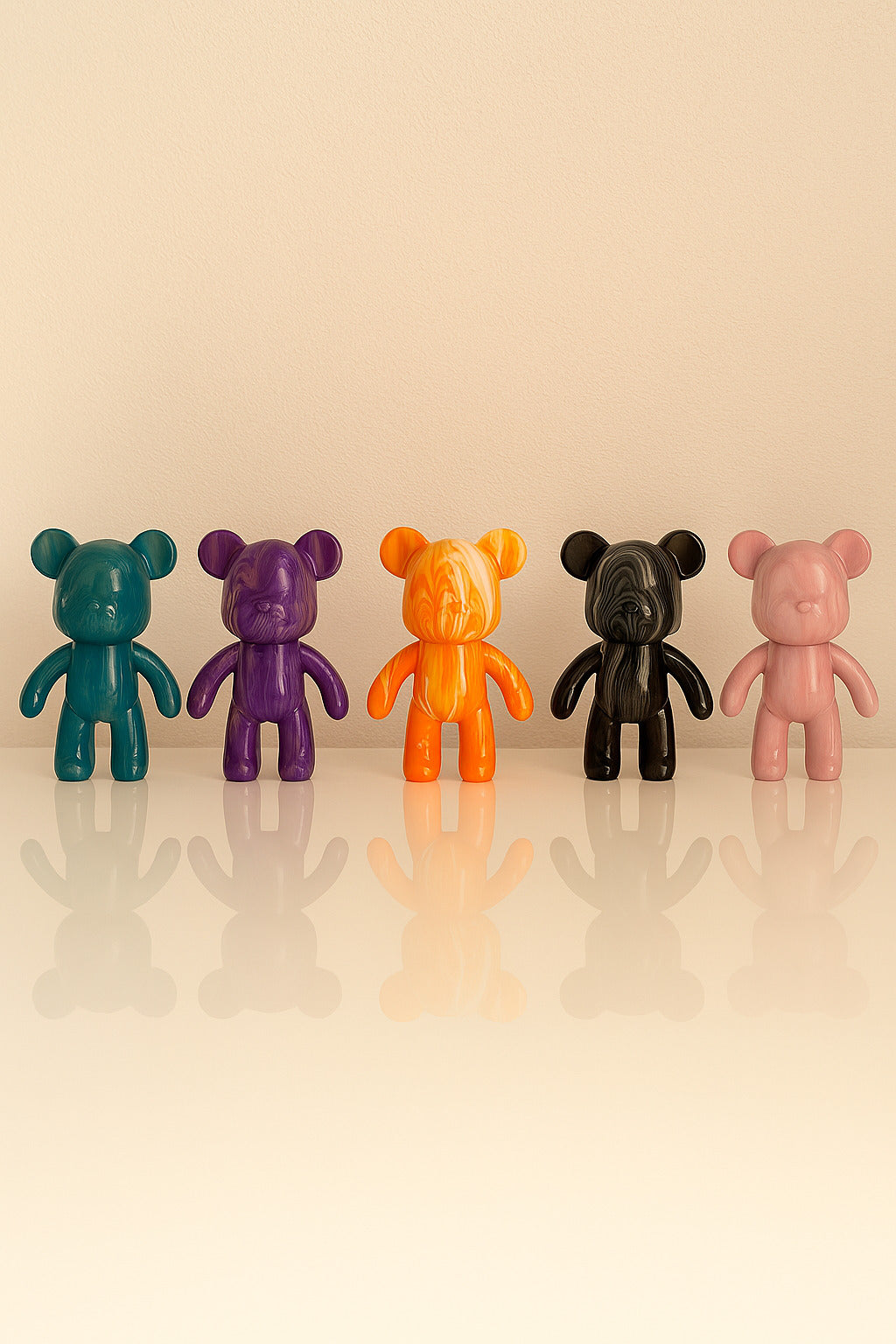 Kit de peinture pouring fluide art - Ours Teddy Bear Violet Blanc Or JOY!