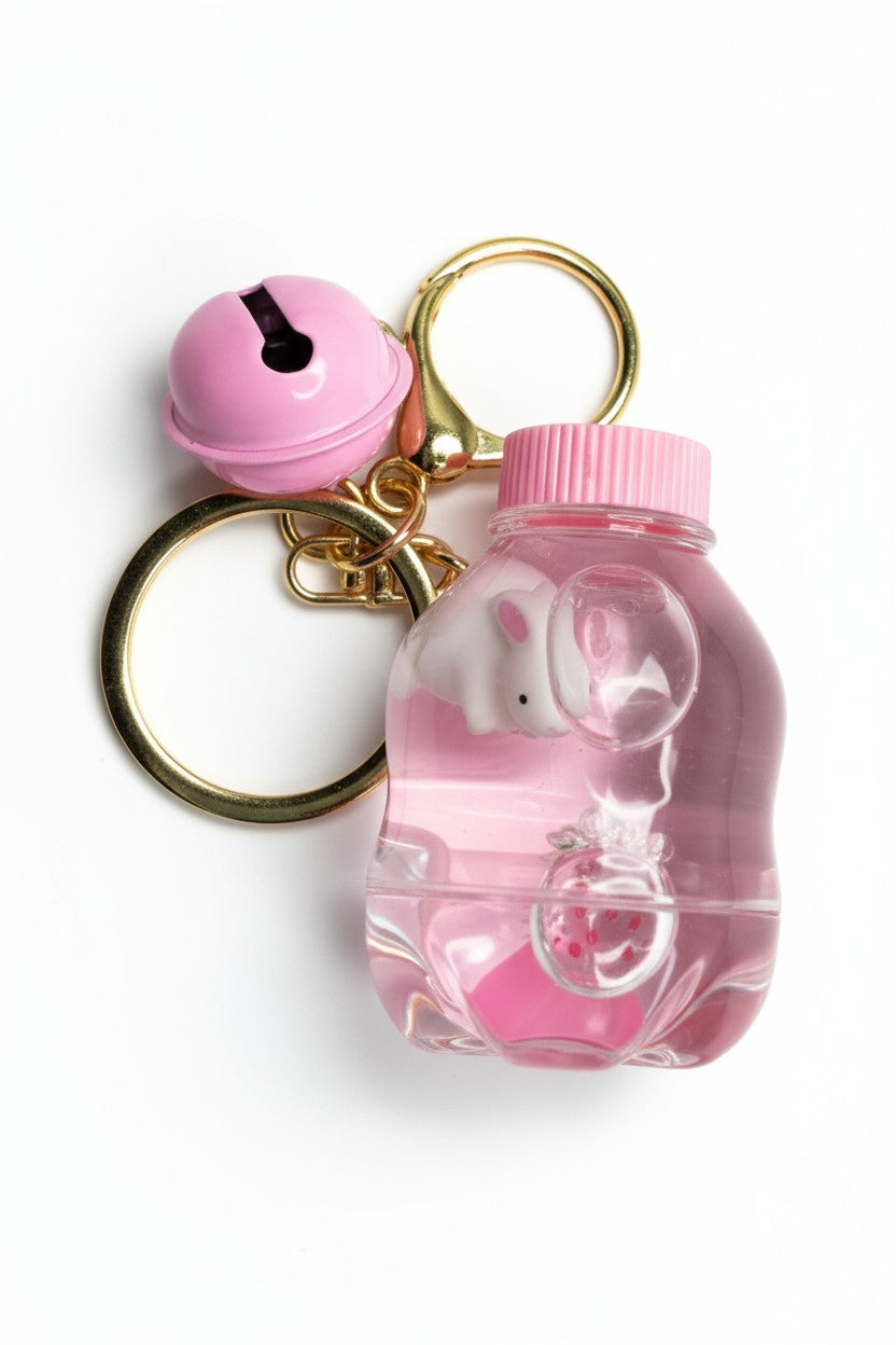 Porte-Clés Japan Style Lapin Flacon Kawaii Rose Scintillant MINISUKI