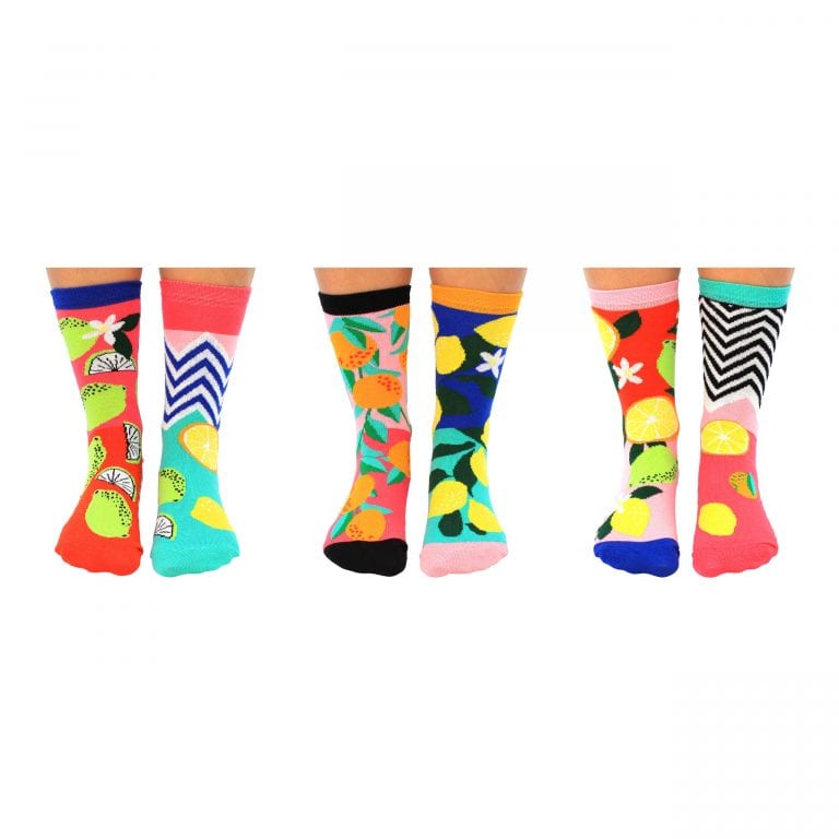 United Oddsocks Freshly Squeezed | Coffret Cadeau 6 Chaussettes Impaires Agrumes – Taille 37-42 United Oddsocks