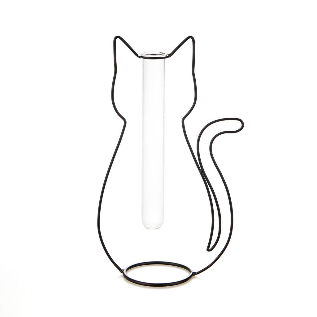 Vase Silhouette Chat Noir – Balvi | Vase décoratif métal et verre design Balvi