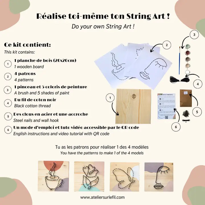 Kit DIY - String Art - Visage & Cie | Kits d'artisanat L'atelier sur le fil