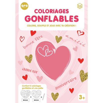 Coloriages gonflables - 2 cœurs à colorier et offrir Ara-Créative