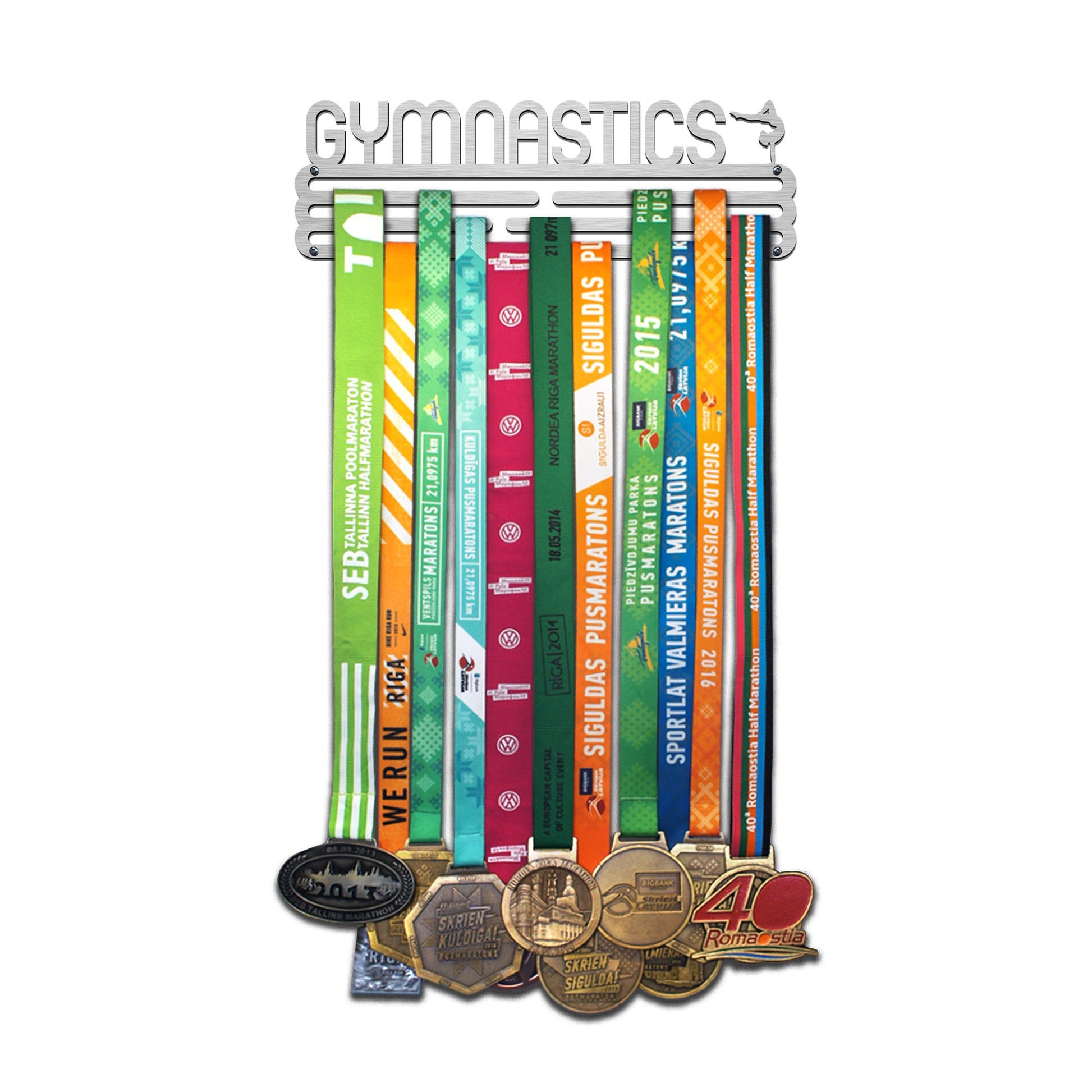 Porte-médailles de GYMNASTIQUE - Acier inoxydable brossé - Moyen United Medals