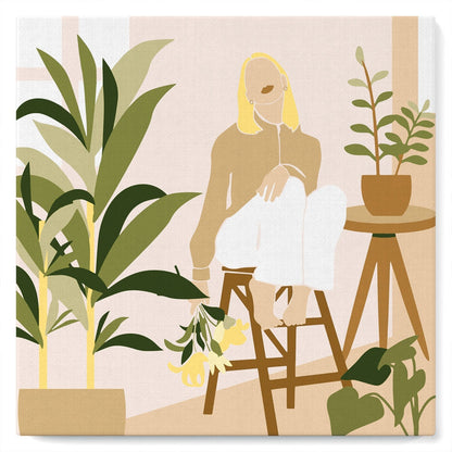 Mini Paint by Numbers - DIY Kit 20x20cm with Frame Woman and Bouquet