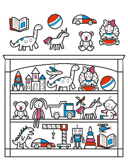 Douze feutres colorés inclus dans le grand coffret de jeux et de coloriages enfant