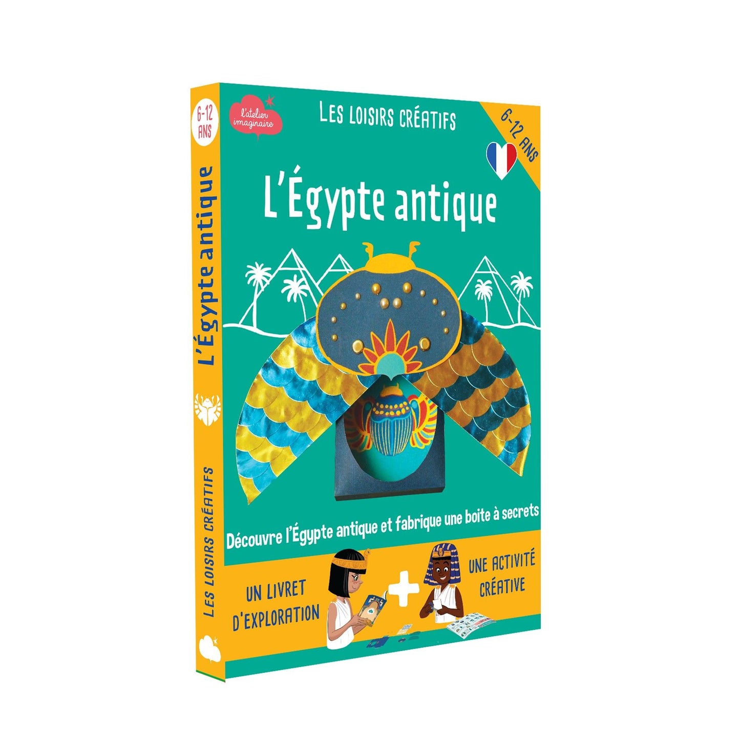 Coffret fabrication boite à secret scarabée Egypte pour enfant + 1 livre Kit bricolage/activité enfant