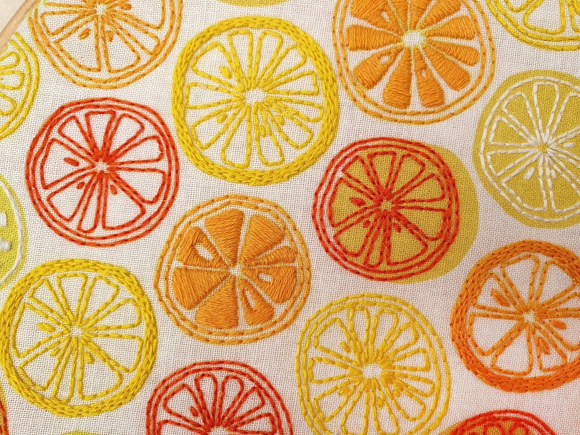 Kit de broderie fait main oranges et citrons agrumes Hoop Art Oh Sew Bootiful