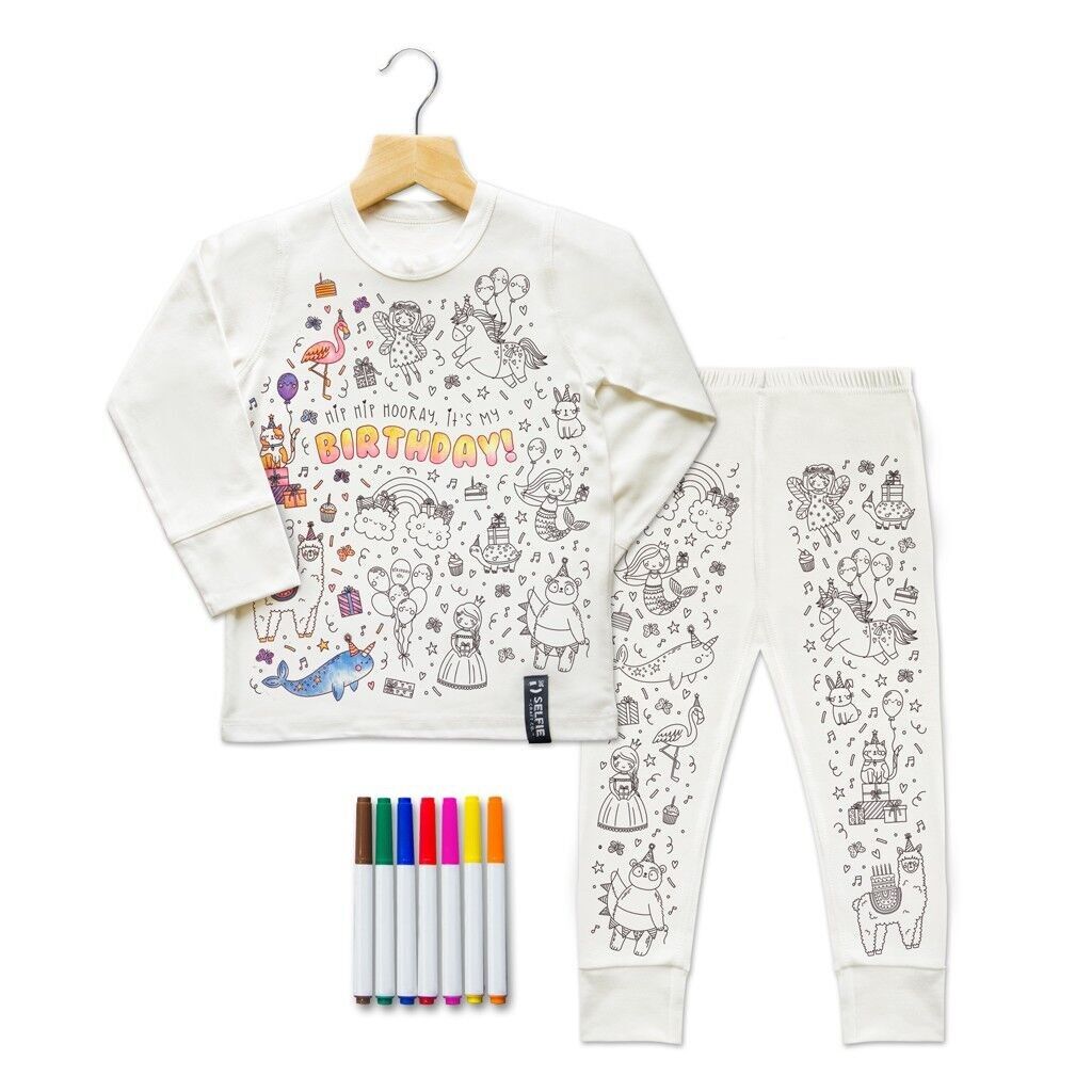 Pyjama à colorier aux couleurs d'anniversaire Fille Selfie Craft Co