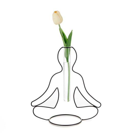 Vase Yoga Silhouette Noir – Balvi | Métal & Verre | Design Zen et Élégant Balvi