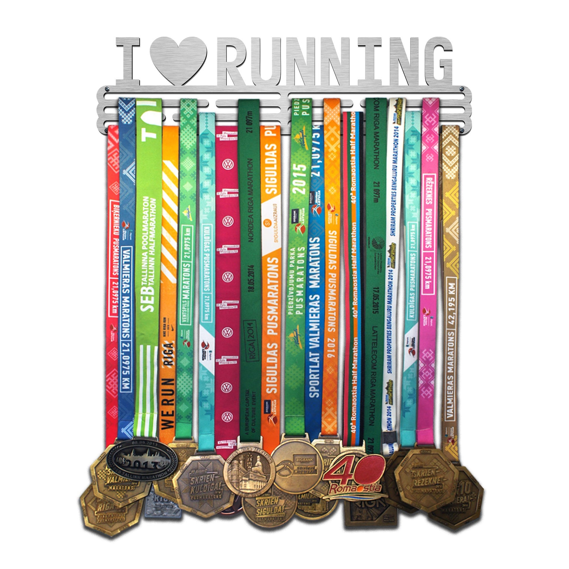 Porte-médaille I LOVE RUNNING - Brossé st. acier - Grand United Medals