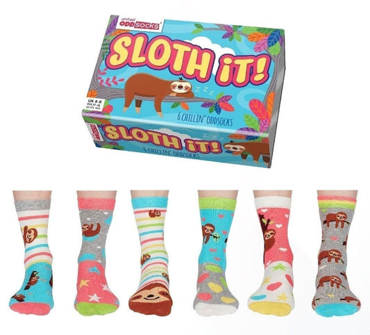PARESSEUX | Coffret Cadeau 6 Chaussettes Impaires Paresseux – United Oddsocks | Taille 37-42