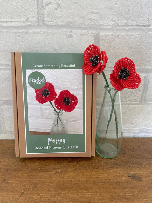 Kit de bricolage en forme de fleurs perlées - Coquelicot. Une idée cadeau créative. The Beadology Shop