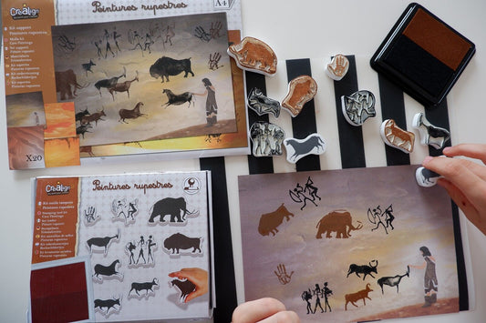 “Rock Paintings” kit with Créalign sheets and stamps