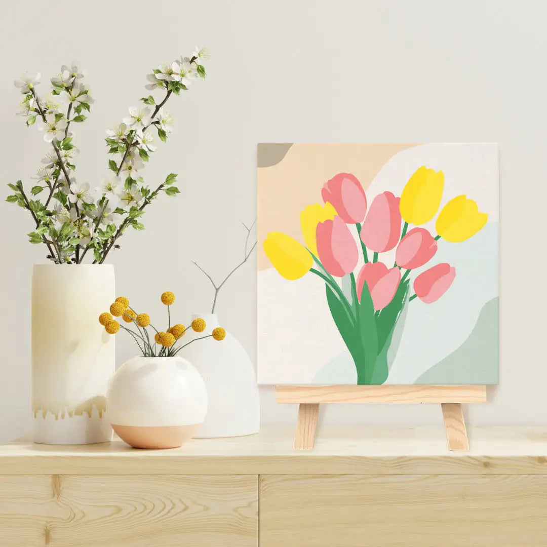 Mini Peinture par Numéros avec cadre Bouquet de Tulipes Figured'art