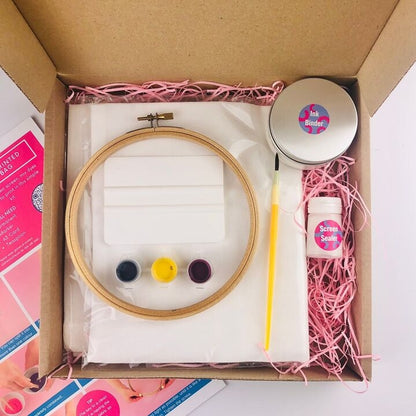 Kit de Sérigraphie DIY avec Cerceau de Broderie – Personnalisez votre Fourre-Tout en Coton