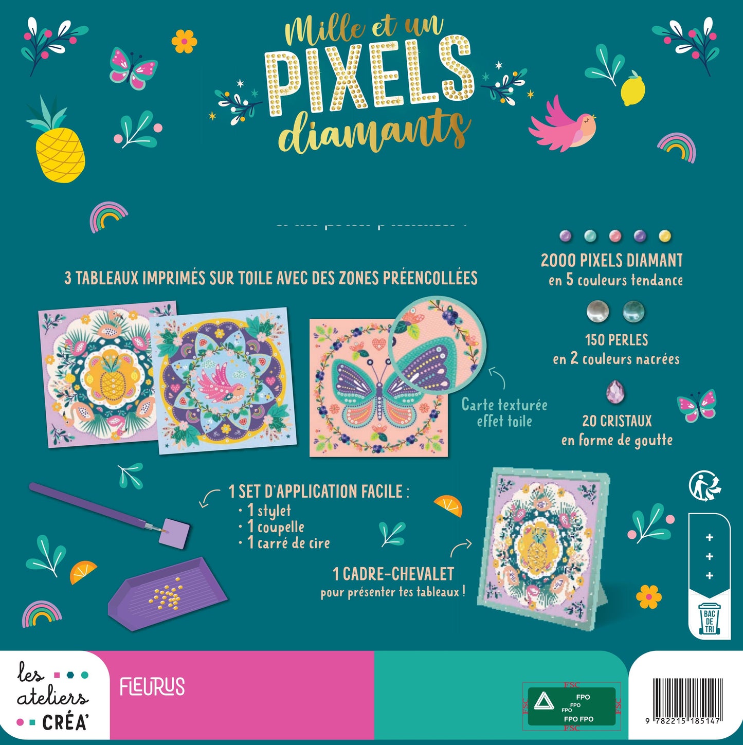 Plus de 2 000 pixels diamants colorés inclus dans le coffret