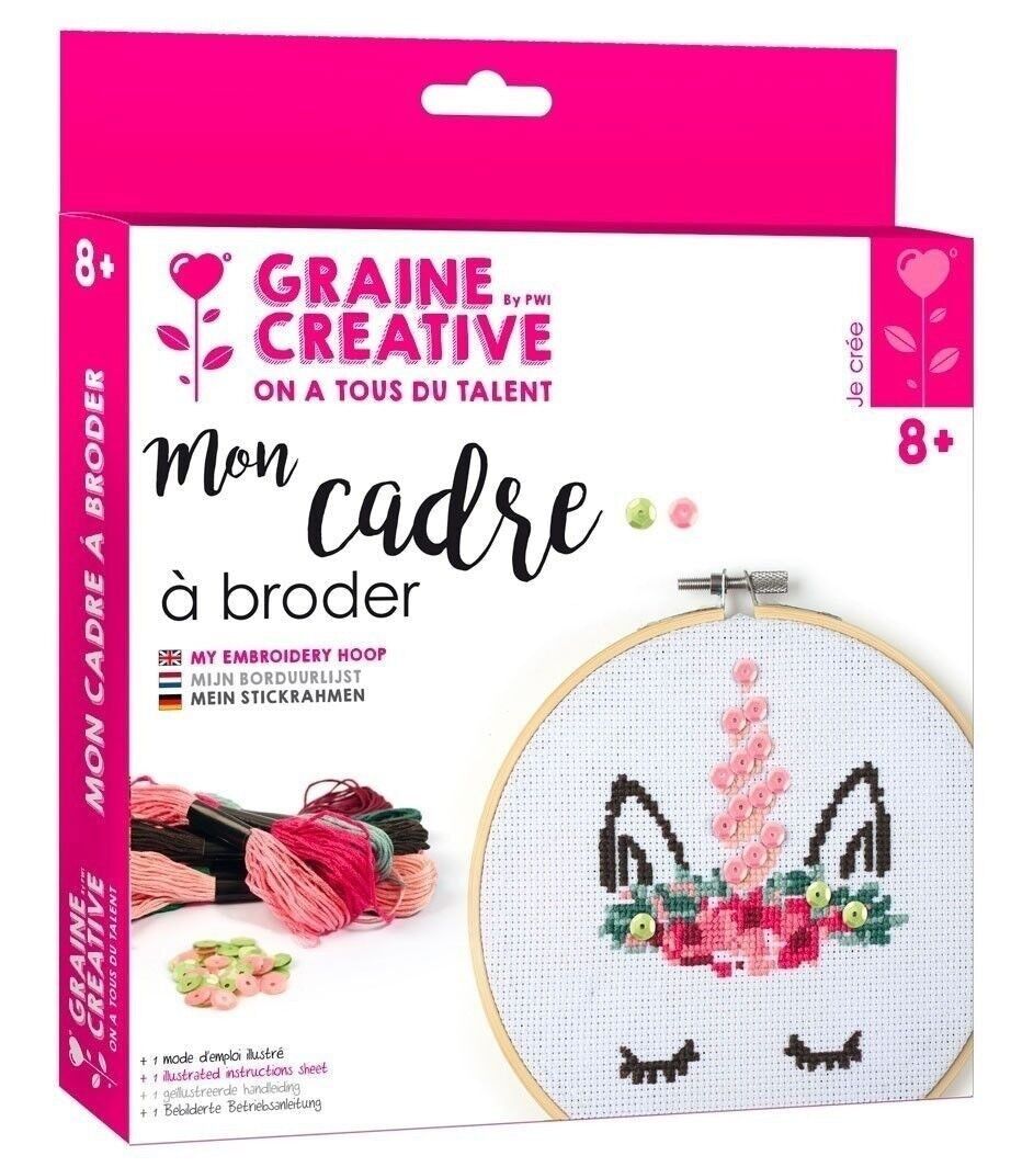 GRAINE CREATIVE DIY - KIT TAMBOUR A BRODER LICORNE EN BOIS GRAINE CREATIVE