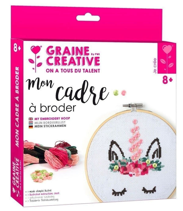 Kit tambour à broder licorne en bois Graine Créative