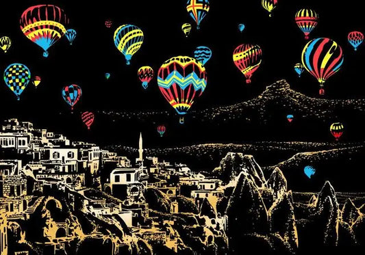 Peinture à gratter - Montgolfières en Turquie Figured'art