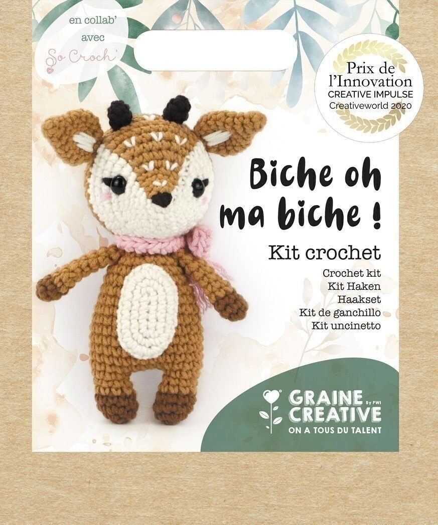 Kit Crochet Amigurumi Biche – DIY doudou 17 cm | Débutant & confirmé GRAINE CREATIVE
