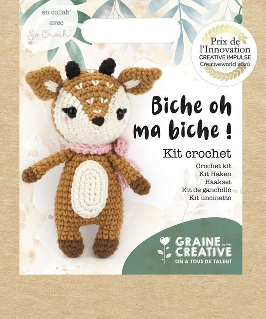 Kit Crochet Amigurumi Biche – DIY doudou 17 cm | Débutant & confirmé GRAINE CREATIVE